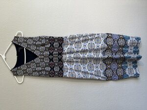 Maggy London Dress Sz 8 Women Blue Kaleidoscope Flare fit Sleeveless V Neck